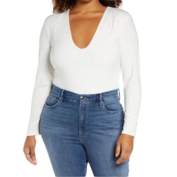Good American Good Body Power Shoulder Bodysuit Ivory Size 5/ 2X - Picture 1 of 10